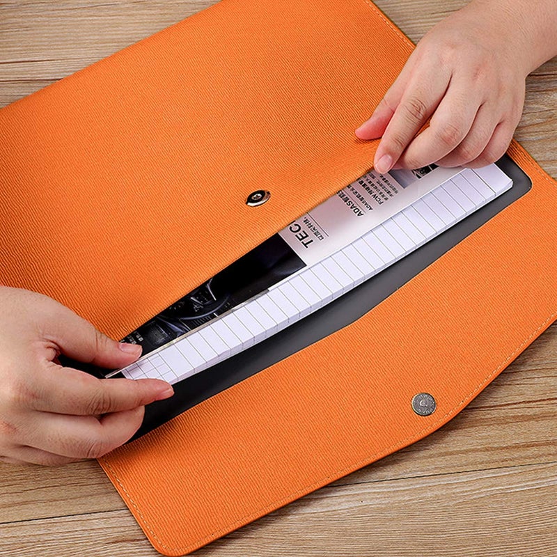 Enyuwlcm PU Leather A4 File Folder Document Holder Waterproof Portfolio Envelope Folder Case with Snap Closure Brown - Image 3